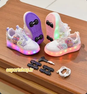 کتونی اسکیتی چراغدارشارژی لبوبو اورجینال برندKIDS KING سایز 34 تا 39